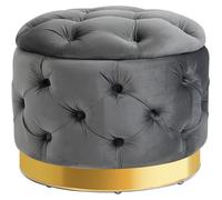 Tabouret vintage, tabouret de coffre Banc de pied Tabouret de pied avec espace de rangement, tabouret rembourré, métal, mousse, gris charbon, 55 x 55 x 42 cm