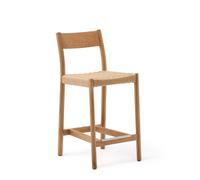 Tabouret Yalia avec dossier en chêne massif finition naturelle certifié FSC 100% et assise en corde