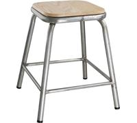 Tabourets bas Bolero Cantina en acier avec assise en bois (4 pièces)