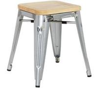 Tabourets Bistro Bas en Acier avec Assise en Bois x 4 Bolero Gris G