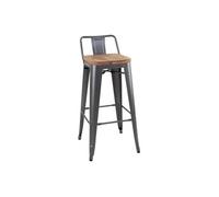 Tabourets Bistro Hauts avec Dossier et Assise en Bois Gris Métallisé x 4 Bolero Gris G