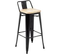 Tabourets Bistro Hauts Noirs Assise Bois x 4