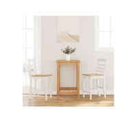 vidaXL Tabourets de Bar 2 pcs Blanc Bois Massif d'hévéa, Chaise, Chaise de Bar de Cuisine, Chaise de Restaurant, Chaise de Bar de Petit-déjeuner