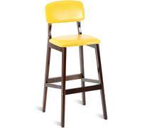 Tabourets de Bar à Hauteur de comptoir, tabourets de Bar à Hauteur de comptoir en Cuir PU avec Dos Repose-Pieds, chaises de Bar à Petit-déjeuner des Cuisines, Cadre en Bois, 300 Livres (Jaune, 61 cm)