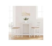 vidaXL Tabourets de bar avec coussins Bois massif d'hévéa Blanc 2 pcs