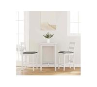 vidaXL Tabourets de Bar avec Coussins 2 pcs Blanc Bois Massif d'hévéa, Chaise, Chaise de Bar de Cuisine, Chaise de bistrot
