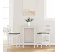 vidaXL Tabourets de bar avec coussins 2 pcs Bois massif d'hévéa Blanc