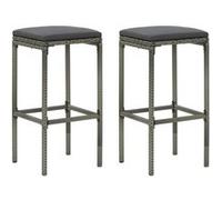 Tabourets de bar avec coussins lot de 2 gris résine tressée