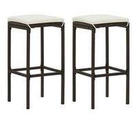 vidaXL 2x Tabourets de Bar avec Coussins Sièges de Comptoir Tabourets de Bistrot Pub Salle à Manger Restaurant Marron Résine 313439