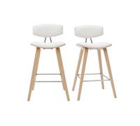 Tabourets de bar design blanc et bois clair H69 cm (lot de 2) VASCO