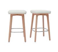 Tabourets de bar blancs et bois clair 65 cm (lot de 2) gramma
