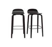 Tabourets de bar bois noir h68 cm (lot de 2) obra