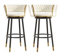 Tabourets de Bar chaises de Bar à Hauteur de comptoir en Velours avec Banc de Tablier Top Swivel Bar tabourets îles pour comptoir/Salle à Manger/Bar à Domicile (3 PS, 65 cm)
