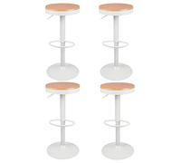 Tabourets de Bar Chaises de Salle à Manger, Tabouret en Bois Hauteur Réglable à 360°, Tabouret de Bar en Bois et Métal, pour Maison Cuisine Comptoir Bistro,φ36cm,Lot de (Blanc Pur (φ36cm)-4PC)