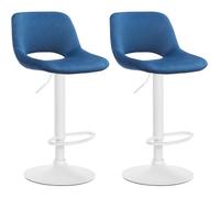 Tabourets de bar chaises haute x2 avec repose pieds en velours bleu pietement metallique blanc 10_0004087
