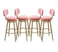 Tabourets de Bar de Cuisine, chaises Modernes pivotantes à 360° à Hauteur de comptoir, 4 pièces avec siège rembourré, Tabouret Haut for Salle à Manger et îlot de Cuisine(Pink Gold Frame,65cm)