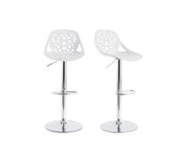 Tabourets de bar design avec motif baroque blanc (lot de 2) BAROCCA