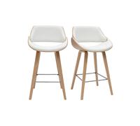 Tabourets de bar design blancs et bois clair H70 cm (lot de 2) CLASH
