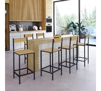IDMarket Tabourets de bar DETROIT avec dossier design industriel Lot de 6
