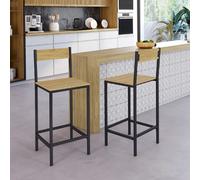 Tabourets de bar DETROIT x2 - Bois et noir