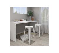 vidaXL Tabourets de bar empilables lot de 2 blanc Métal