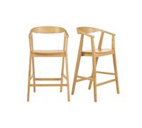 Tabourets de bar scandinaves en bois clair H66.5 cm (lot de 2) BAHIA