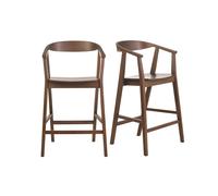 Tabourets de bar en bois foncé h66.5 cm (lot de 2) bahia