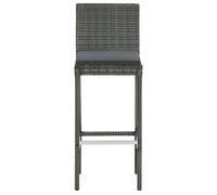 Tabourets de bar en résine tressée - CLARENCE - Lot de 6 - Gris - 40x44x108 cm - Coussins inclus