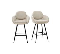 Tabourets de bar en tissu chenille beige et métal noir H68.5 cm (lot de 2) SLAKE