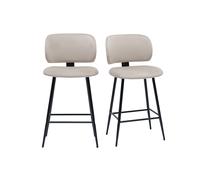 Tabourets de bar en tissu velours taupe et métal noir H70 cm (lot de 2) ATRIUM