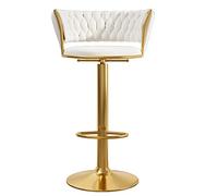 Tabourets de bar en velours avec dossier et repose-pieds - Chaises rembourrées réglables de 65 à 80 cm, pieds blancs élégants, parfaits pour la maison et la salle à manger