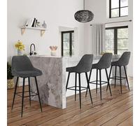 Tabourets de bar en velours gris foncé : lot de 4