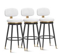 Tabourets de Bar Ensemble de 1/2/3/4 avec Dossier, chaises pivotantes Modernes à Hauteur, Tabouret Haut, chaises de Bar sans accoudoirs for la Maison, Blanc(3 PCS 65cm,Black Leg)