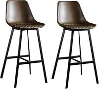 Tabourets de Bar Ensemble de 2 tabourets de Bar en Cuir PU avec tabourets de comptoir de Dos de Repose-Pied pour îlot de Cuisine, café, pub, Charge de 300 lbs (Marron, 65 cm)