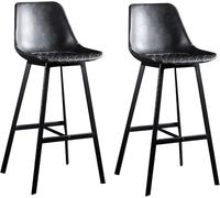 Tabourets de Bar Ensemble de 2 tabourets de Bar en Cuir PU avec tabourets de comptoir pour Dos Repose-Pieds pour îlot de Cuisine, café, pub, Charge de 300 Livres (Noir, 65 cm)
