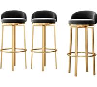 Tabourets de Bar Ensemble de 3, ° Tabourets de comptoir pivotant en Velours en Velours éteigés avec des dossiers Bas, Un Repose-Pieds des Jambes en métal doré, des chaises de Cuisine pour Le café de
