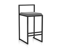 Tabourets de Bar Hauts avec Dossier, Assise rembourrée en Velours pour îlot de Cuisine/Bistro, Pieds en Fer forgé et métal Noir