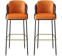 Tabourets de Bar Hauts en Cuir avec Dossier et Pieds en métal pour îlot de Cuisine, pub, Bistro