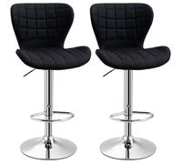 Tabourets de bar - HOMCOM - lot de 2 design contemporain hauteur réglable 59-81 cm pivotant 360° - lin - noir