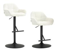 Tabourets de bar - HOMCOM - lot de 2 - hauteur réglable et assise pivotante - tissu effet lin et base en acier - crème