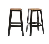 Tabourets de bar industriels en métal noir et bois H75 cm (lot de 2) NICK