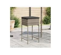 vidaXL Tabouret de bar de jardin avec coussins 2 pcs. Gris Poly Rattan