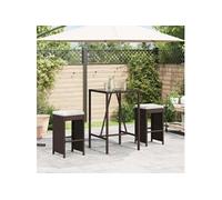 vidaXL Tabourets de bar de jardin lot de 2 avec coussin Marron poly rotin