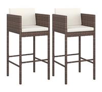 Tabourets de bar lot de 2 avec coussins marron résine tressée