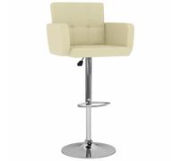 Tabourets de Bar Lot de 2 Crème Similicuir Acier Chromé | Hauteur réglable par vérin à gaz,accoudoirs intégrés,repose-pieds,structure acier chromé,110 kg par siège