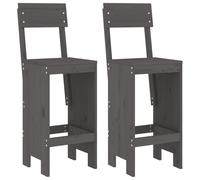 Tabourets de bar lot de 2 gris 40x48,5x115,5 cm bois massif pin