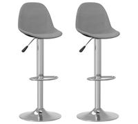 Tabourets de Bar Lot de 2 Gris Tissu avec Repose-Pied, Hauteur Réglable | Base acier chromé robuste, assise tissu confortable, levage à gaz fluide, repose-pied intégré, pour comptoir ou salle à