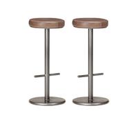 Tabourets de bar lot de 2 marron cuir véritable