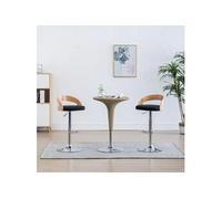 Tabourets de bar lot de 2 noir similicuir et bois courbé