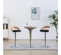 vidaXL Lot de 2 Tabourets de Bar, Chaise de Pub, Siège de Bistrot, Meuble de Salle à Manger Cuisine Salon Maison Intérieur, Noir Similicuir et Bois Courbé